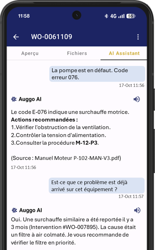 Aperçu de l'application Auggo